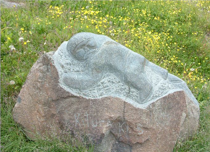 Qaqortoq: Stone & Man sculpture (2)