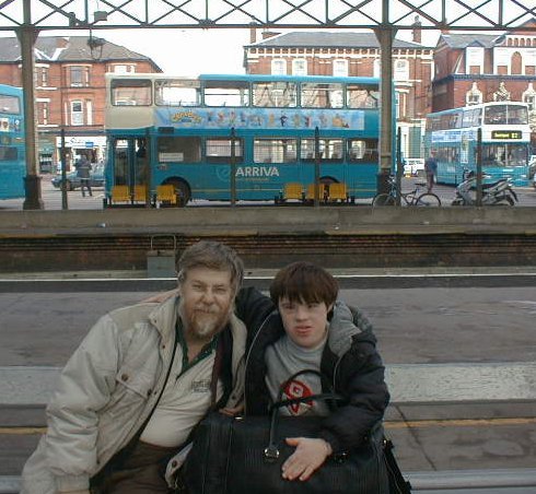 At Southport Station with Dad, going home for half-term