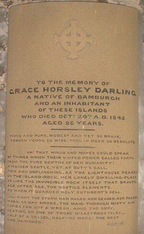 Memorial to Grace Darling in the church on Inner Farne