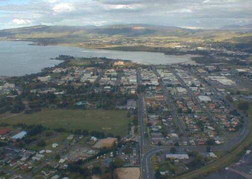 Rotorua: Aerial view from the West