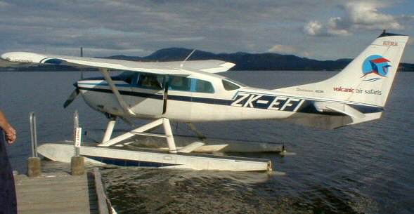 Float plane at Swiss Lodge, Rotorua