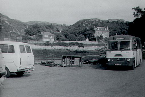 Lochinver: Arrival of the Mail Bus from Lairg, July 1966