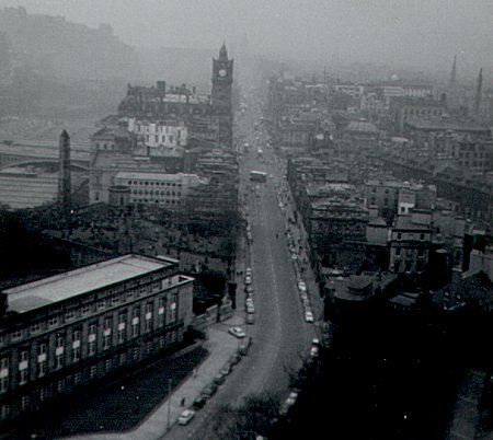 Edinburgh: Princes Street from Nelson's Column, June 1966