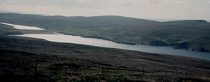Burrafirth & Loch of Cliff from Saxa Vord, Unst, August 1985