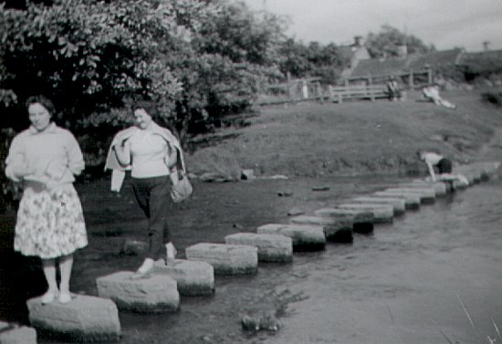 Lealholm: Stepping stones over River Esk, August 1962