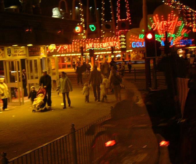 Blackpool Illuminations: Street scene, October 2004