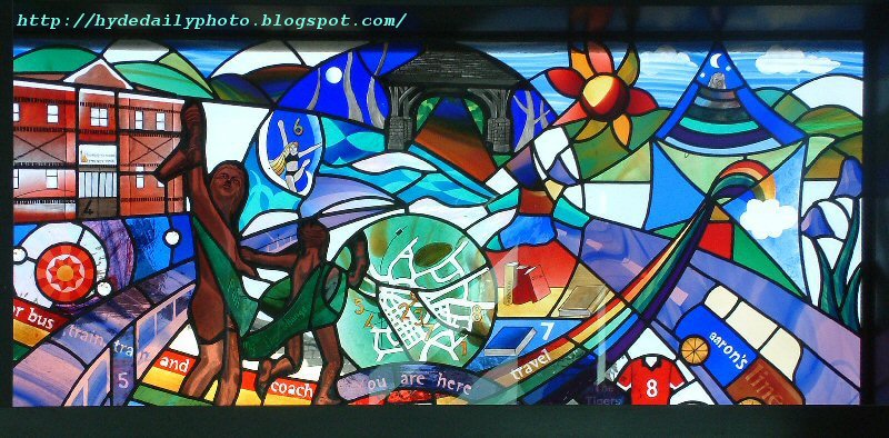 Stained Glass in Hyde Bus Station